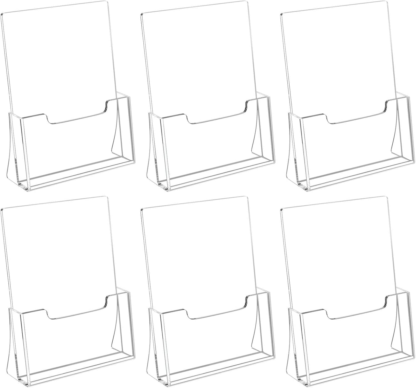 HIIMIEI Brochure Holder 8.5 x 11 inches, Acrylic Flyer Holder with 6 Pack, Plastic Stands for Displaying Magazines, Pamphlets, Literature, Brochures, Booklets, Menu