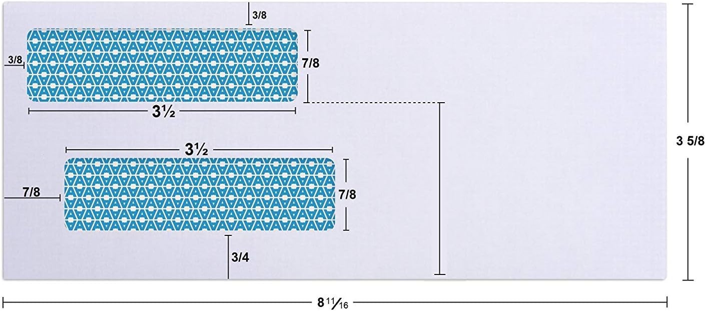 Aimoh #8 Double Window Self Seal Security Envelopes - for Business Checks, QuickBooks & Quicken Checks, Size 3 5/8 x 8 11/16 Inches - Checks Fit Perfectly - Not for Invoices - (30180-CS)