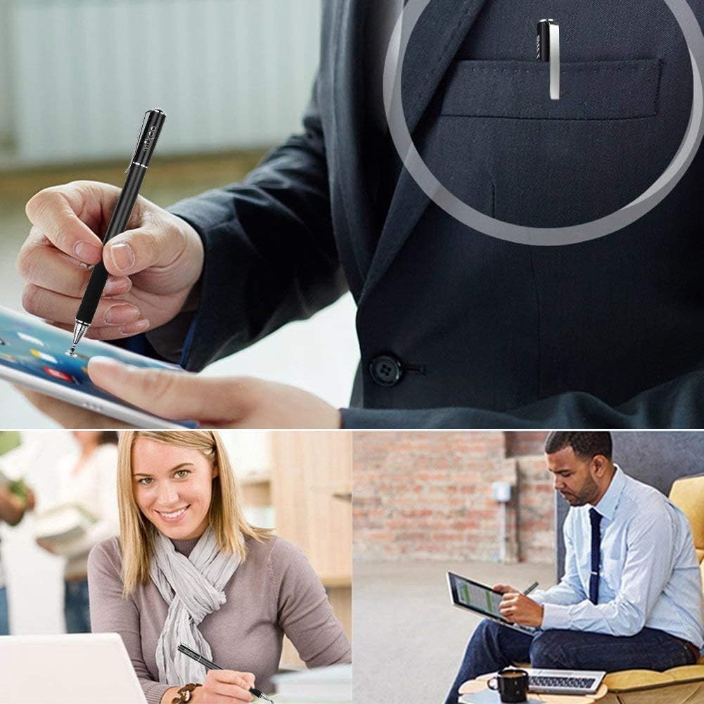 Mixoo Stylus Pen for Touchscreen, 2-in-1 Disc and Fiber Tip Sensitivity and Precision, Stylus for iPad, iPhone Tablet Phone Chromebook All Touch Screens Devices, Black