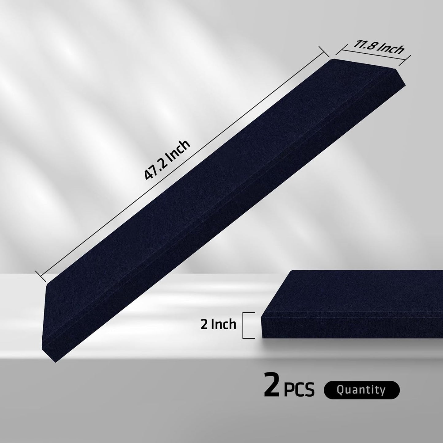 UMIACOUSTICS 2 PCS Fiberglass Acoustic Panels, 48x12x2 Inches Sound Absorbing Panels, Self-adhesive Sound Proof Panels for Studios, Office, Home Theater.Deep Blue