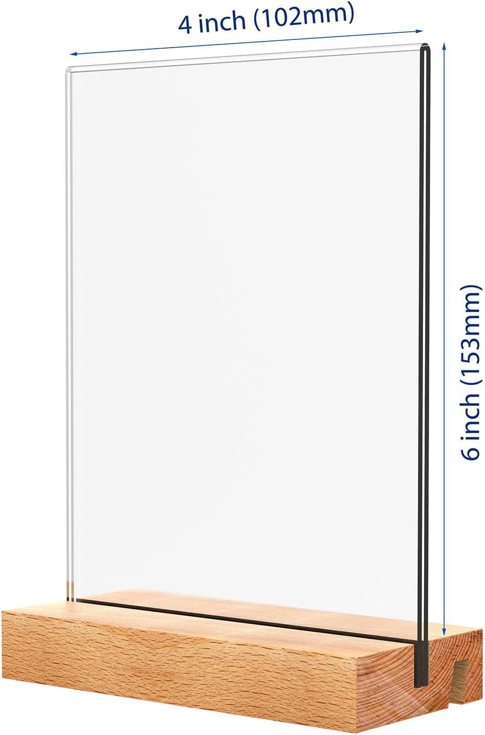 Acrylic Sign Holder with Wooden Base, Desktop Display Stand (8.5x11 5Pack)