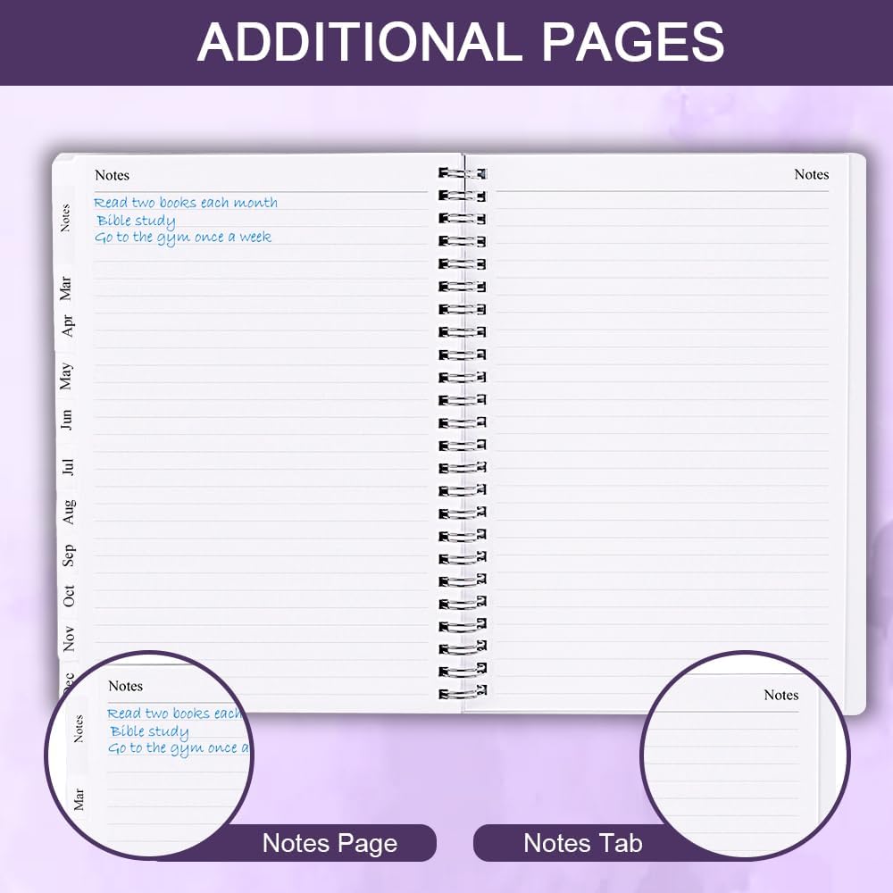 2025-2026 Planner - Weekly & Monthly Planner Runs Jul 2025 to Jun 2026, 6.25" x 8.25", 12 Monthly Tabs, 14 Notes Page, Inner Pocket, Flexible Cover with Twin-Wire Binding, Planners 2025-2026, Purple