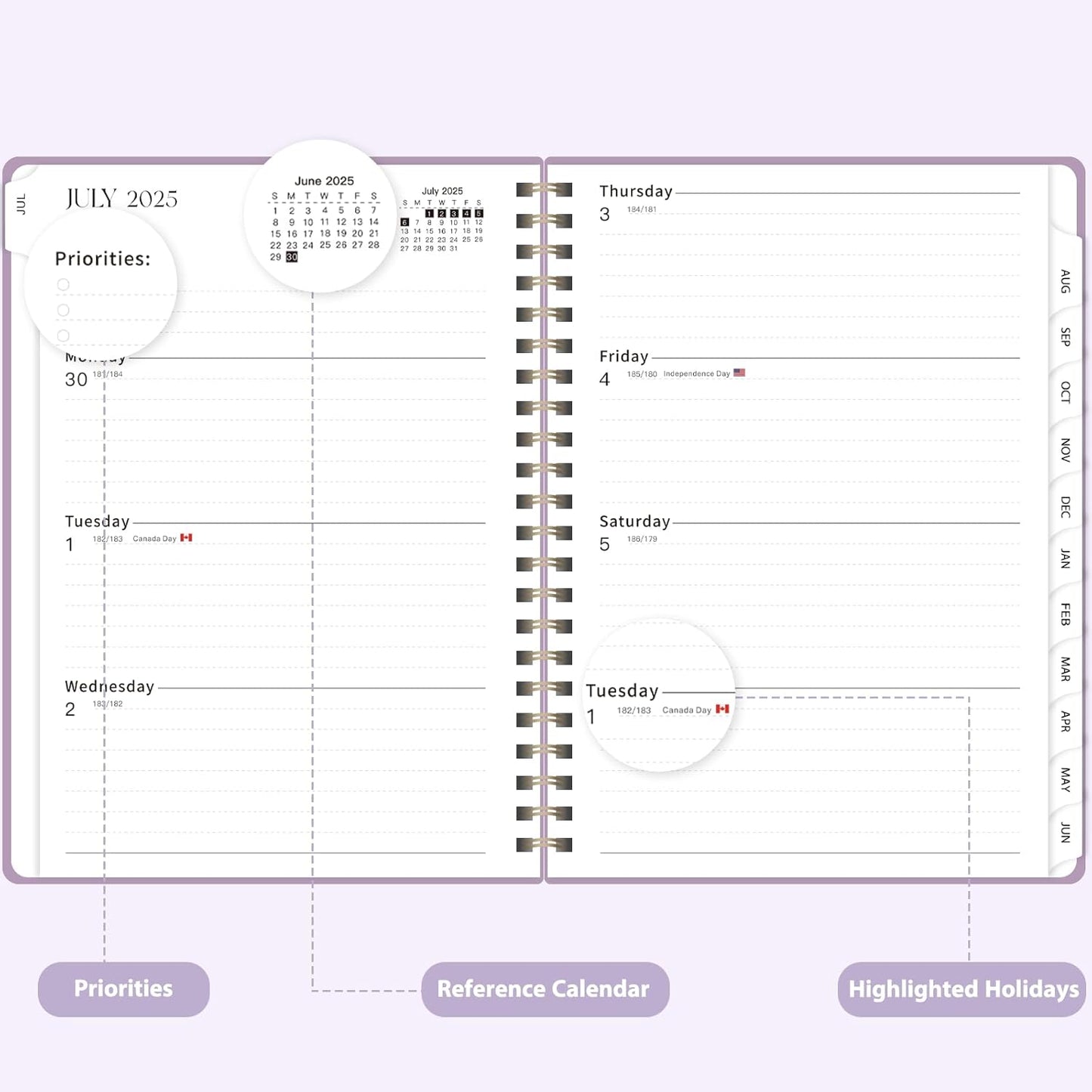Planner 2025-2026, Weekly and Monthly Calendar Academic Planner (July 2025 - June 2026), Hardcover Teacher School Student Agenda with Tabs, Ideal for School Office Supplies, A5 (6.3" x 8.5")