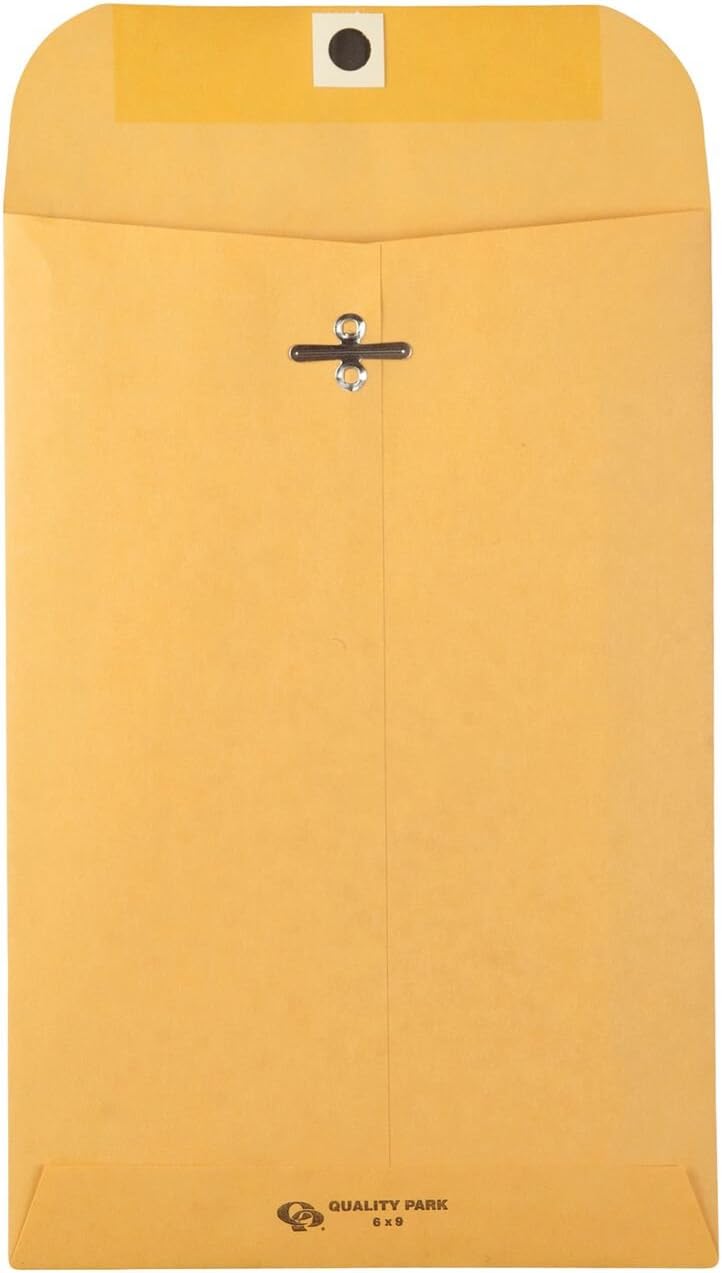Quality Park 12 x 15-1/2 Clasp Envelopes, Clasp and Gummed Closures, for Oversized Papers & 6 x 9 Clasp Envelopes, Clasp and Gummed Closures for Storing or Mailing