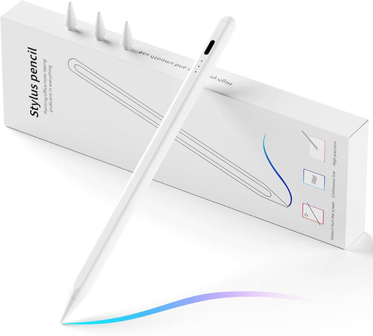 Stylus Pen for iPad, Fast Charging Pencil with Palm Rejection, Tilt Sensitivity, Work for iPad 6/7/8/9/10, Pro 11"/12.9"/M4, Air 3/4/5/M2, iPad mini 5/6, White