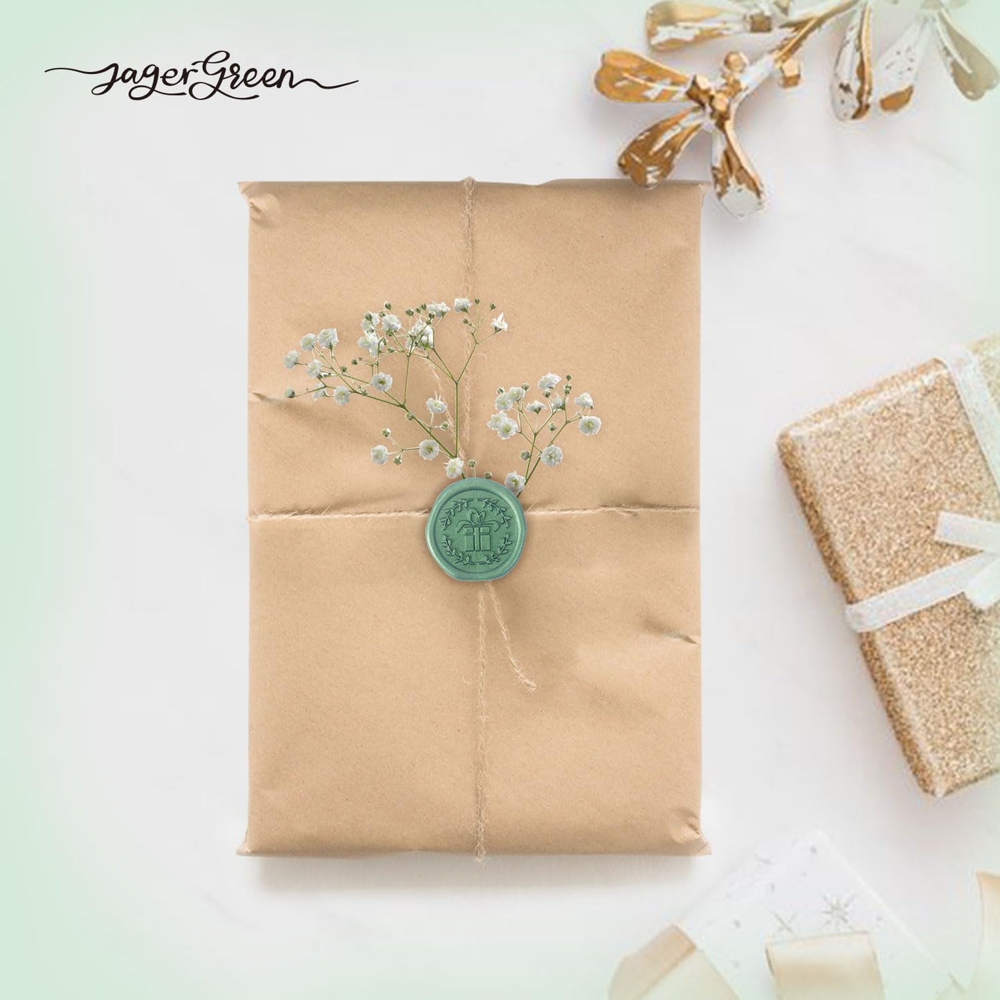 Wax Seal Stickers with Various Seals Patterns, Green Adhesive Sealing Wax Sticker Set for Wedding Invitations Customize, Envelopes Sealer, Christmas Gift (Gift, 60 Pcs)