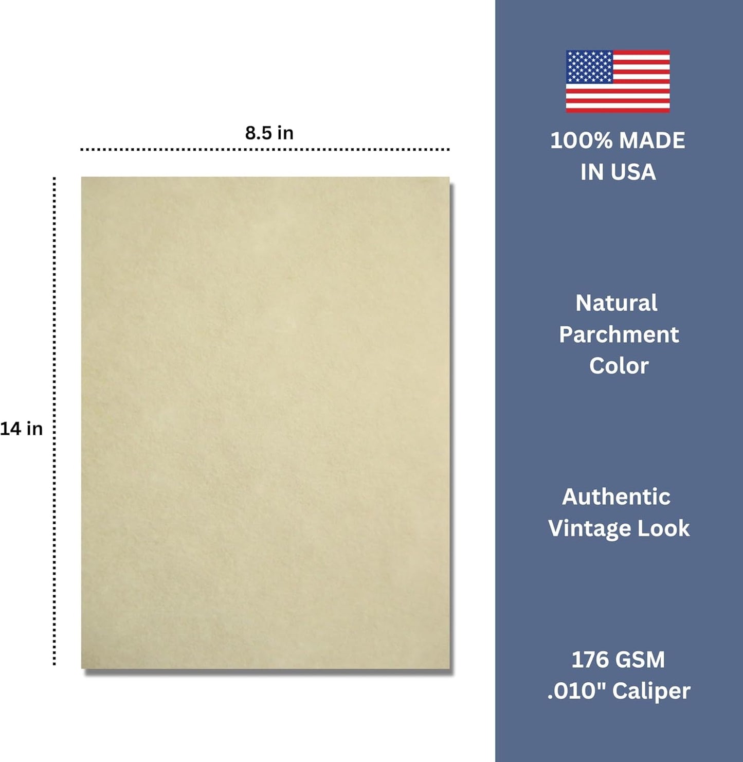 250 Natural Parchment 65lb Cover Paper Sheets 8.5X14 Inches Cardstock Weight Colored Sheets 8.5" X 14" (8.5X14 Inches) Legal|Menu Size - Printable Old Parchment Semblance