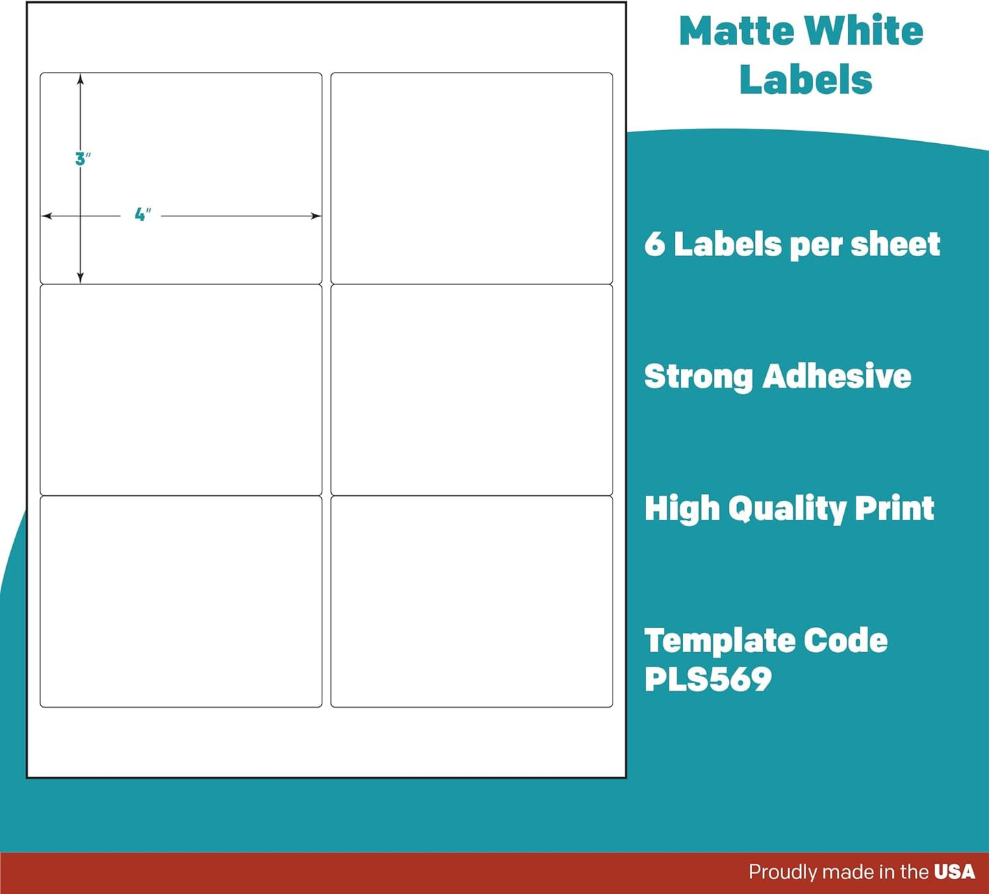 Premium Label Supply White Sticker Labels – 4" x 3" – Laser/Inkjet Compatible – (6 per Sheet), 25 Sheets – 150 Total Adhesive Labels