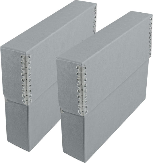Lineco Archival Document Storage Box with Metal Edge, Acid-Free Gray Boxboard, Organize and Store Files, Prints, Photos, Letter-Sized Case 12.5" x 10.5" x 2.5" Wide, Pack of 2