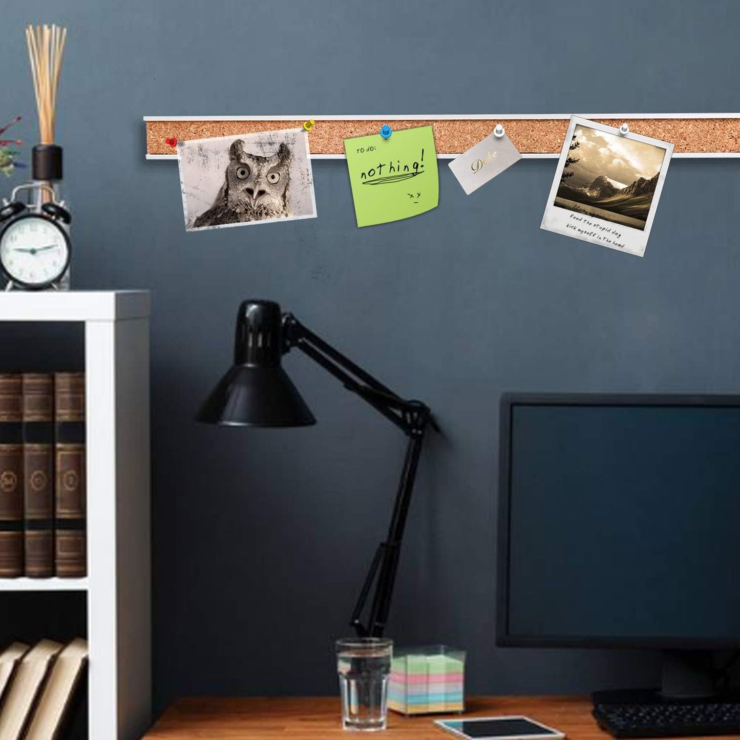 Corksidol Bulletin Bar Strip, Cork Board, Cork Strips, 36" x 1", Classroom, Office, Walls, Cubicle, Aluminum Frame,2 Pack, Silver