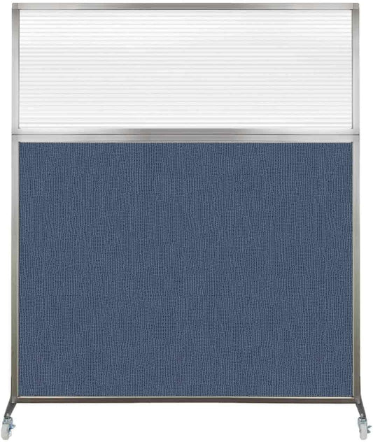 Versare Hush Screen Portable Room Divider with Wheels | Workstation Wall Divider | Freestanding Privacy Hush Panels | Clear Fluted Windows | Fabric Office Divider Screen | Great for Room Separation