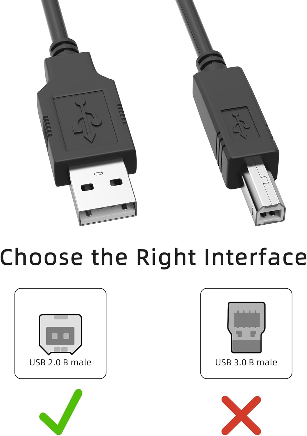 6.6ft USB 2.0 Cable Cord for PANiNi My Vision X Check Scanner, Visioneer Patriot 9650 P96501D-WU Sheetfed Scanner PC Data, Visioneer FU62AD OneTouch 7600 Flatbed Scanner Notebook Power Cord