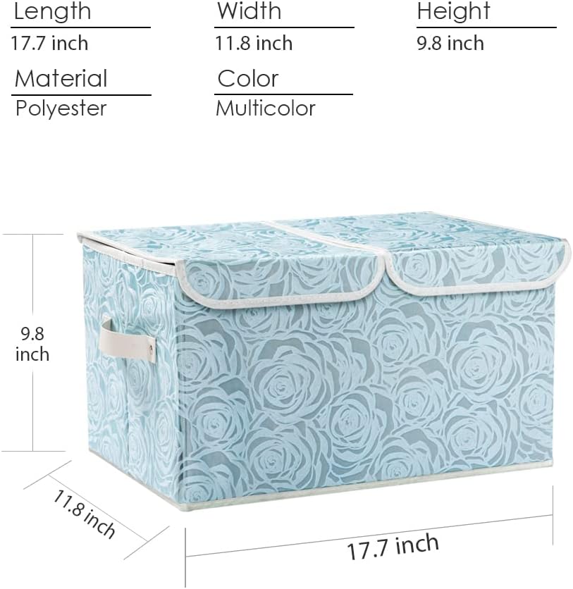 PRANDOM Large Stackable Storage Bins with Lids Fabric Decorative Storage Box Cubes Organizer Containers Baskets with Cover Handles Divider for Bedroom Closet Living Room 17.3x11.8x9.8 Inch 3 Pack