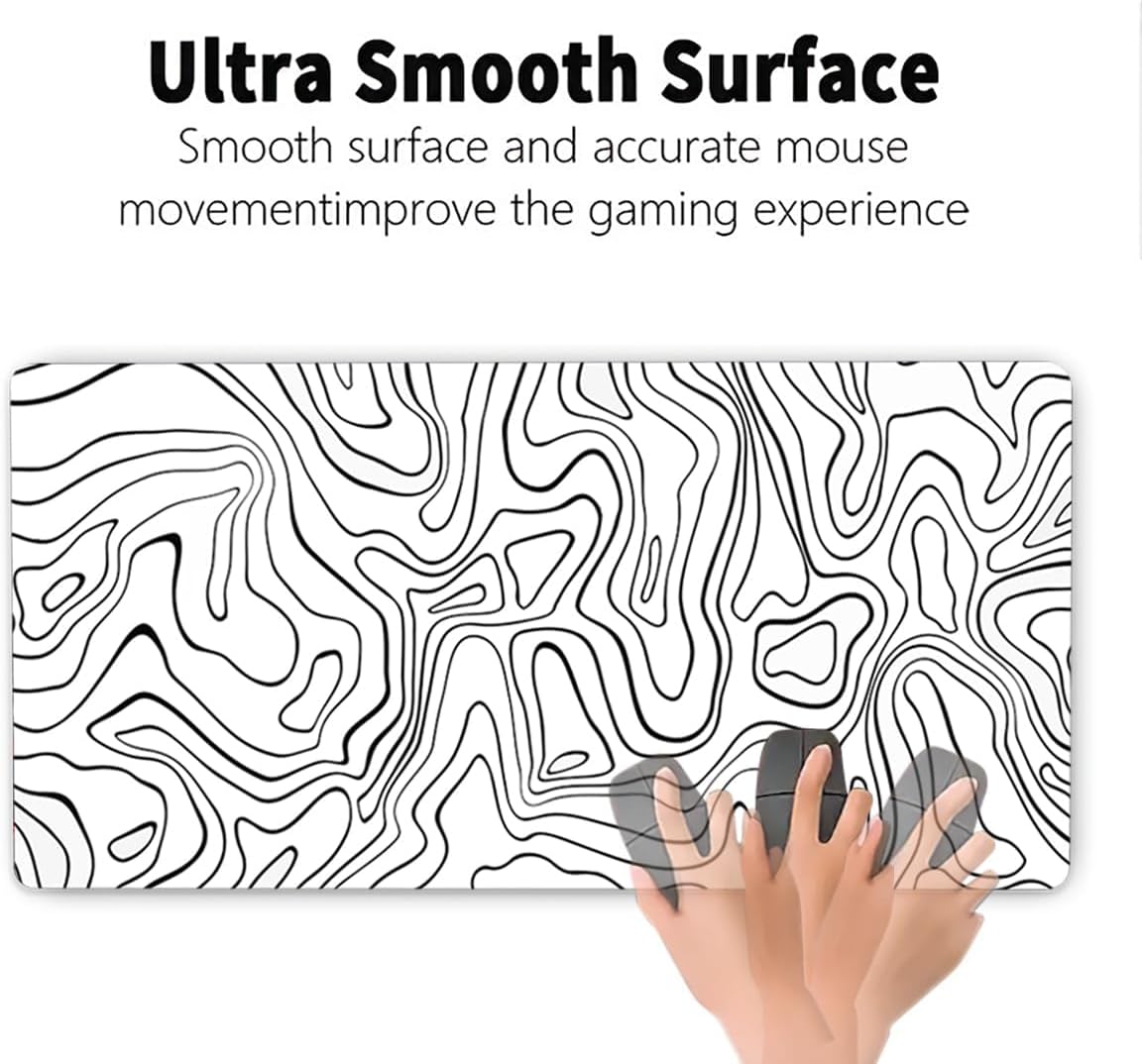 Large Mouse Pad - Gaming Mouse Pad with Stitched Edges(60x30cm), No-Slip Base, Waterproof Desk Pad for Keyboard and Mouse (Line White,23.6x11.8 inch)