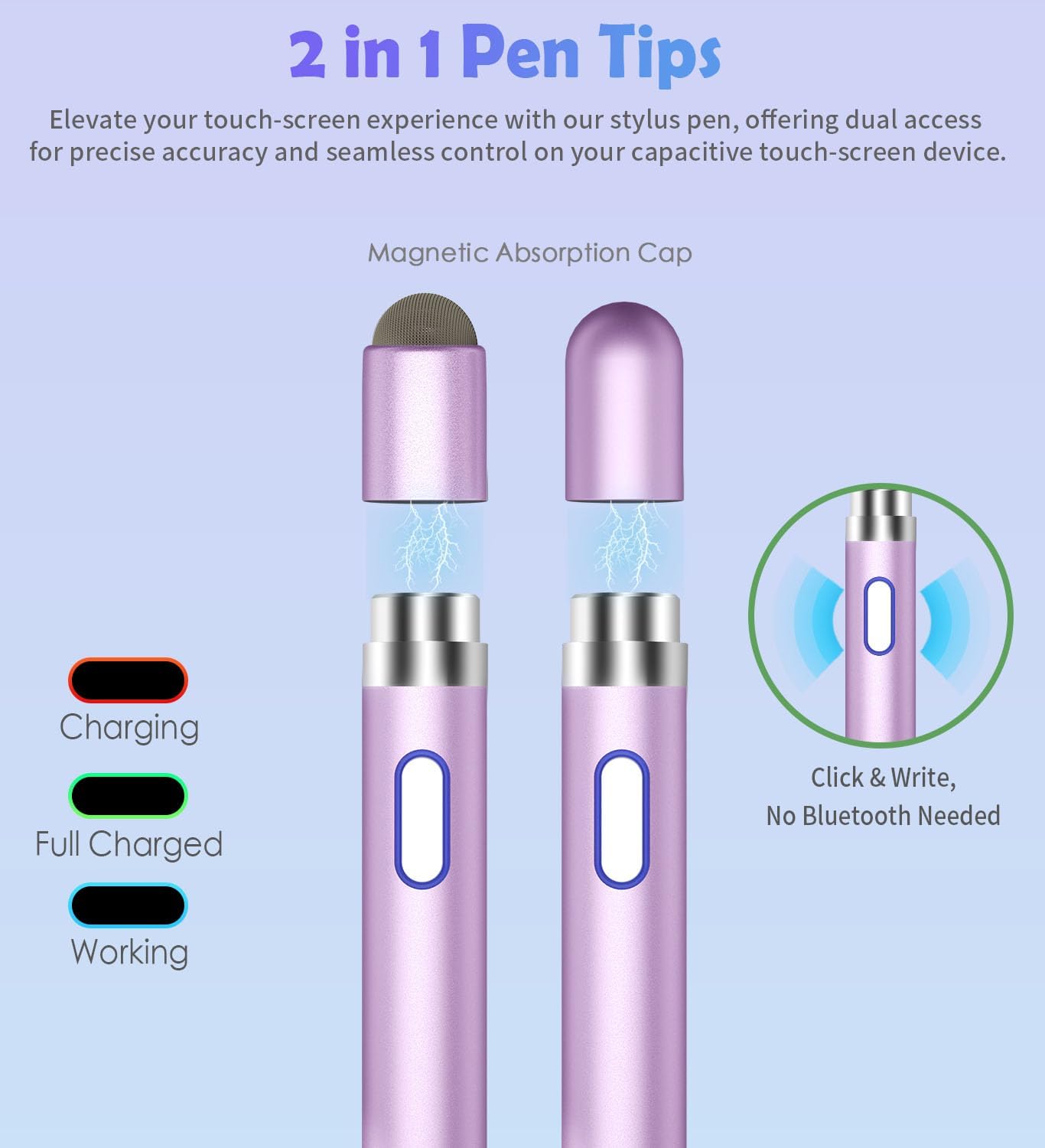 Active Stylus Pen for Touch Screens, Dual Pen Tips for i-OS & Android Drawing & Writing, High Precise Digital Pencil for A-pple i-Phone 16/15/14/13/12/11/X/8/7,i-Pad Air/Pro/Mini, Tablet/Sam-Sung