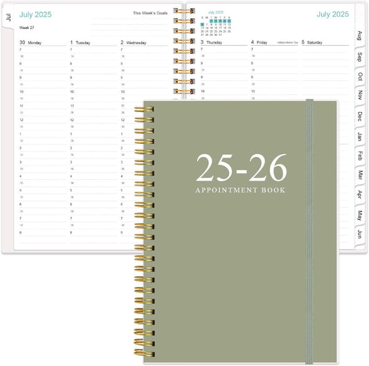 2025-2026 Appointment Book & Planner - Hourly Planner from July 2025 - June 2026, Weekly Appointment Book 2025-2026 with 30-Minute Interval, 6.4" x 8.5", Teal
