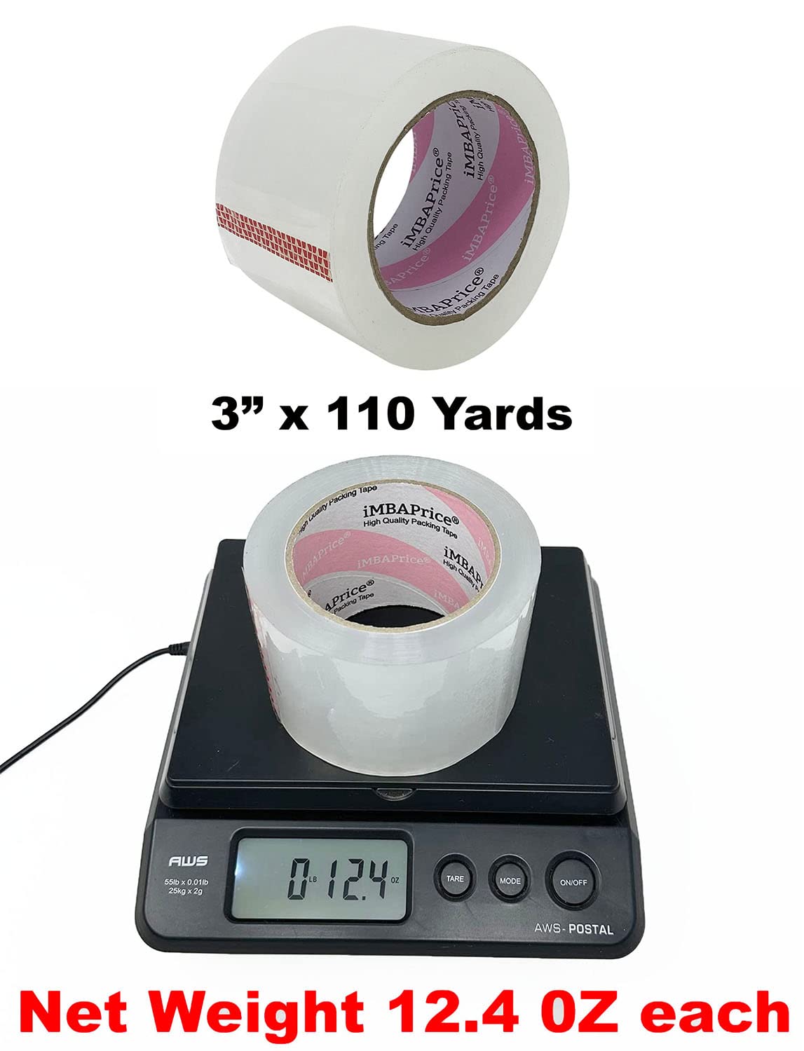 iMBAPrice 3-Inches Clear Packaging Tape, 6 Roll of 110 Yards (24 x 330 Feet) Long 3" Wide Shipping Tape for Box Office Moving Packaging Shipping