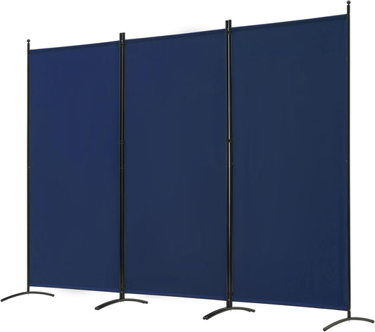Spurgehom 3 Panel Room Divider Folding Partition Privacy Screens, Freestanding Fabric Room Panel Portable Room Partition Wall Dividers for Home Office Restaurant, 102" W X 71" H (Blue)