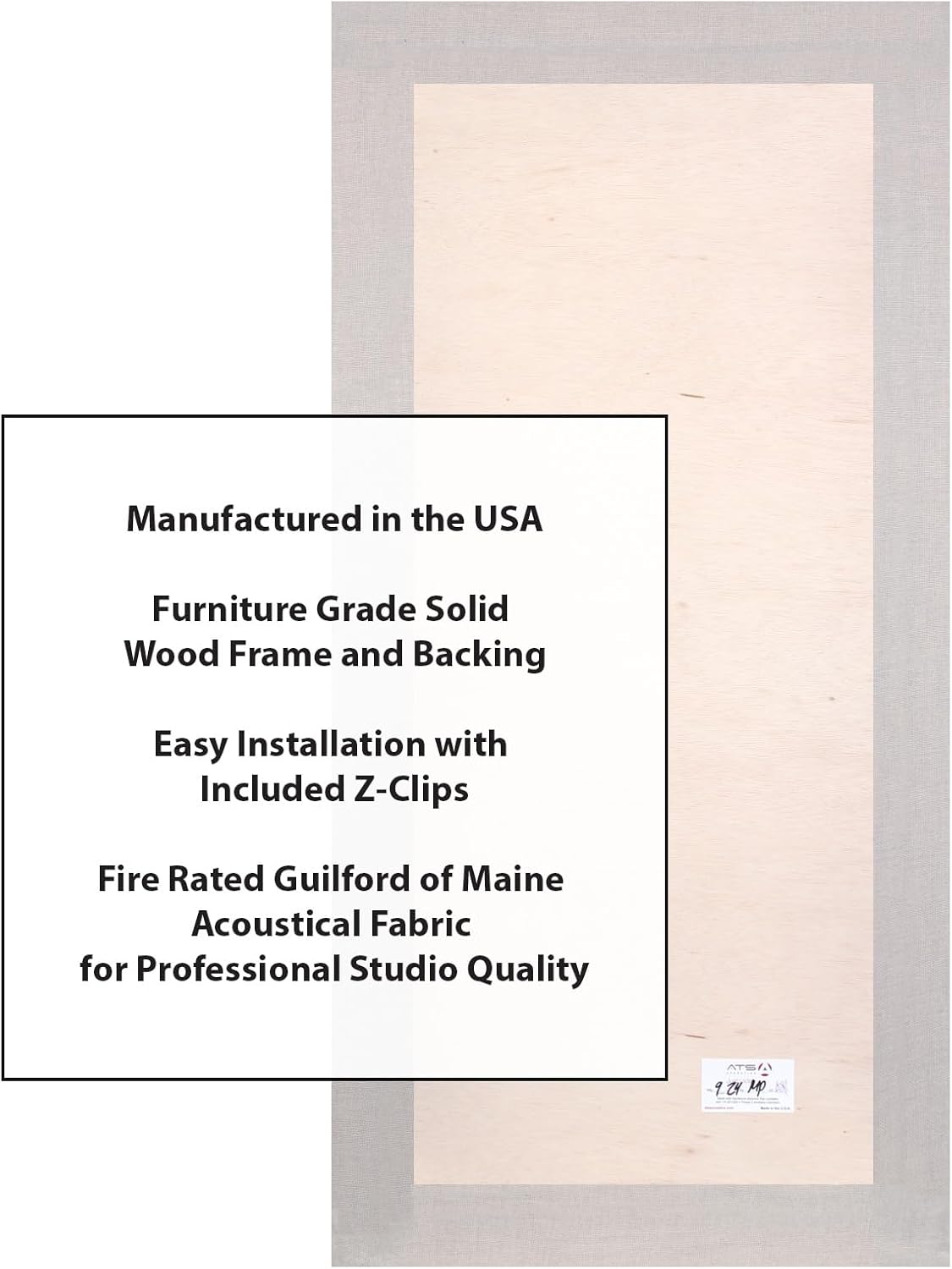 ATS Acoustics Sound Absorbing Acoustic Panel Fire Rated Professional Studio Quality 24" x 48" x 2" (Oyster)