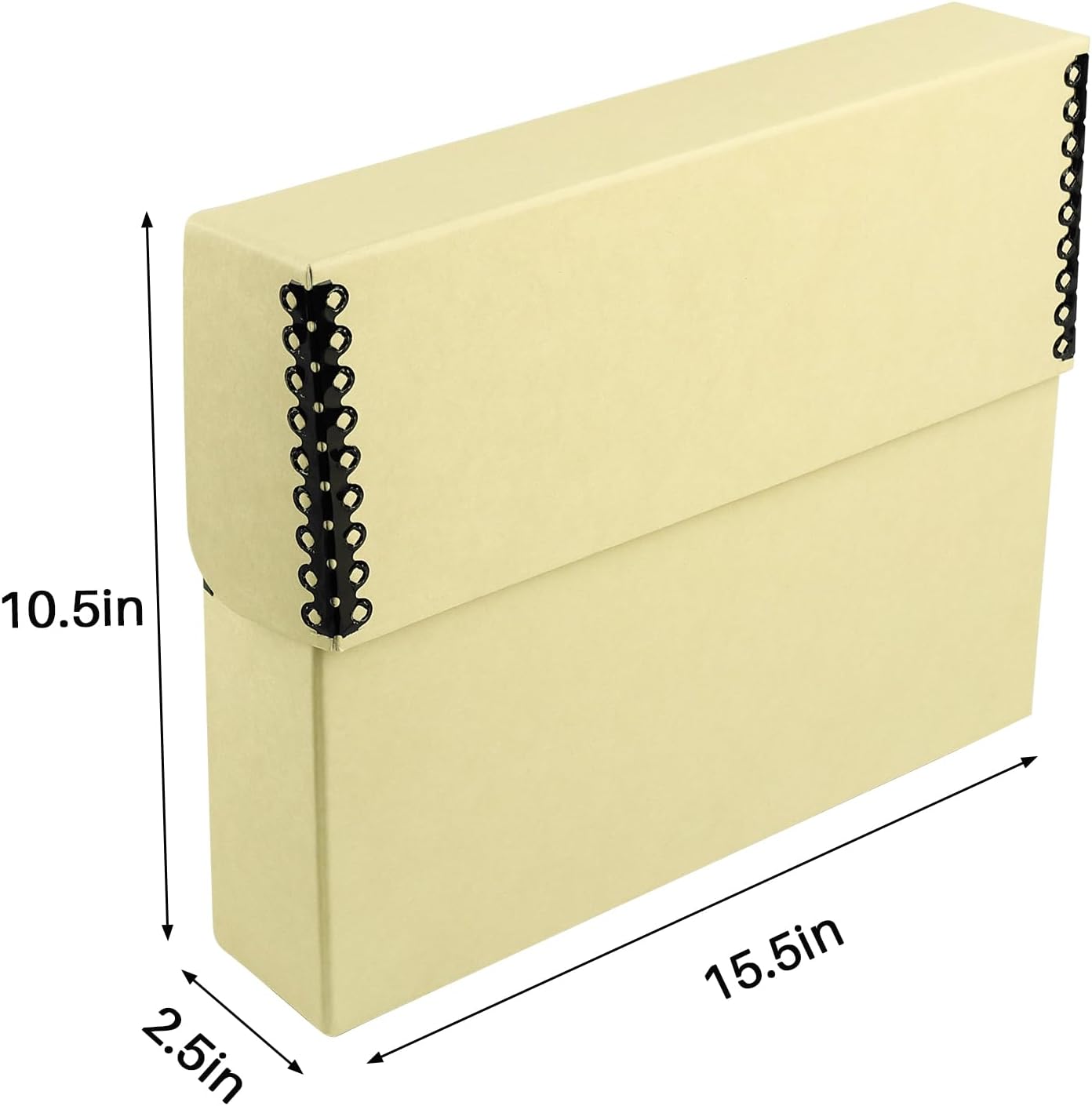 Lineco Archival Document Storage Box with Metal Edge, Acid-Free Tan Boxboard, Organize and Store Files, Prints, Photos, Legal-Sized Case 15.5" x 10.5" x 2.5" Wide, Pack of 2