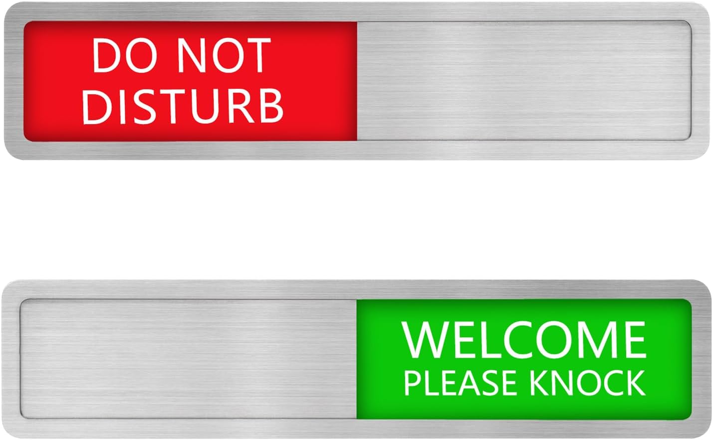 Kichwit 304 Stainless Steel Do Not Disturb Sign, Privacy for Offices or Homes, Welcome Please Knock, Silver