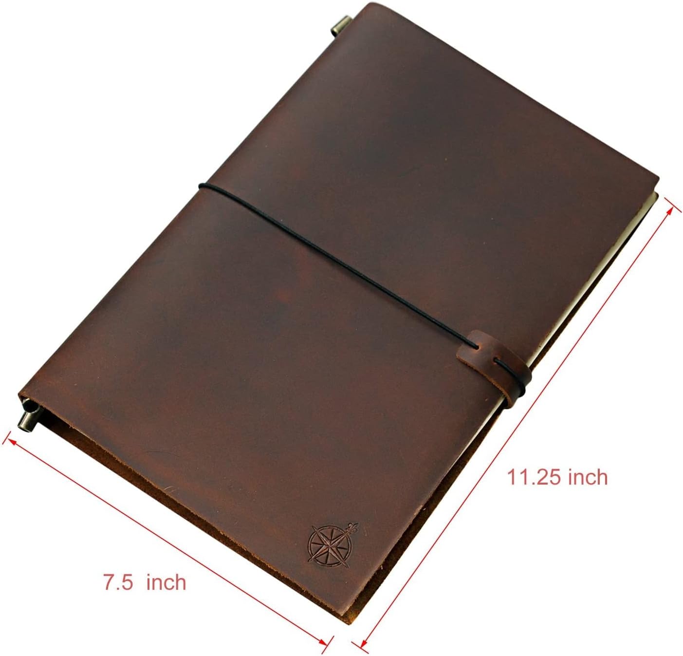 WANDERINGS Large Travelers Notebook - 7.5"x11" / 19cm x 28cm - The Grande Travel Journal. A Beautifully Handcrafted, Rugged and Refillable Leather Journal. Perfect for Writing, Artwork, Scrapbooking