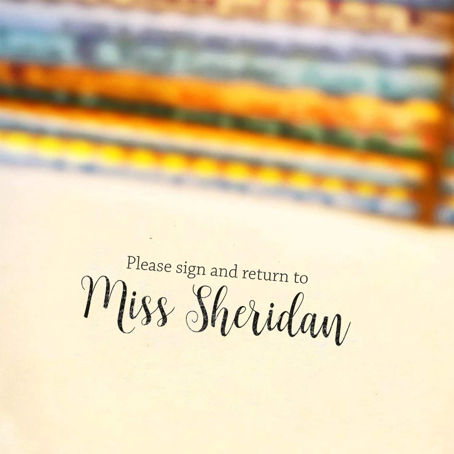 Custom Self-Inking Stamps | 49 Fun Designs | Classroom & Book Stamps - Grading Made Easy (Please Sign & Return Script | Xtra Wide)