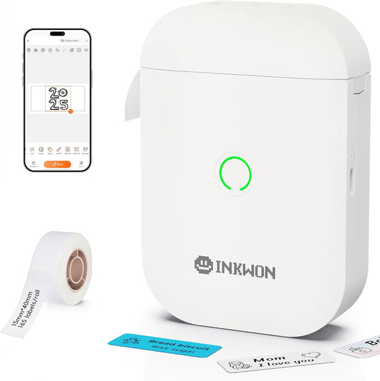 Label Maker Machine with Tape, D11s Bluetooth Label Maker Waterproof Labels, Portable Mini Label Printer with Various Templates for Home Office School, White