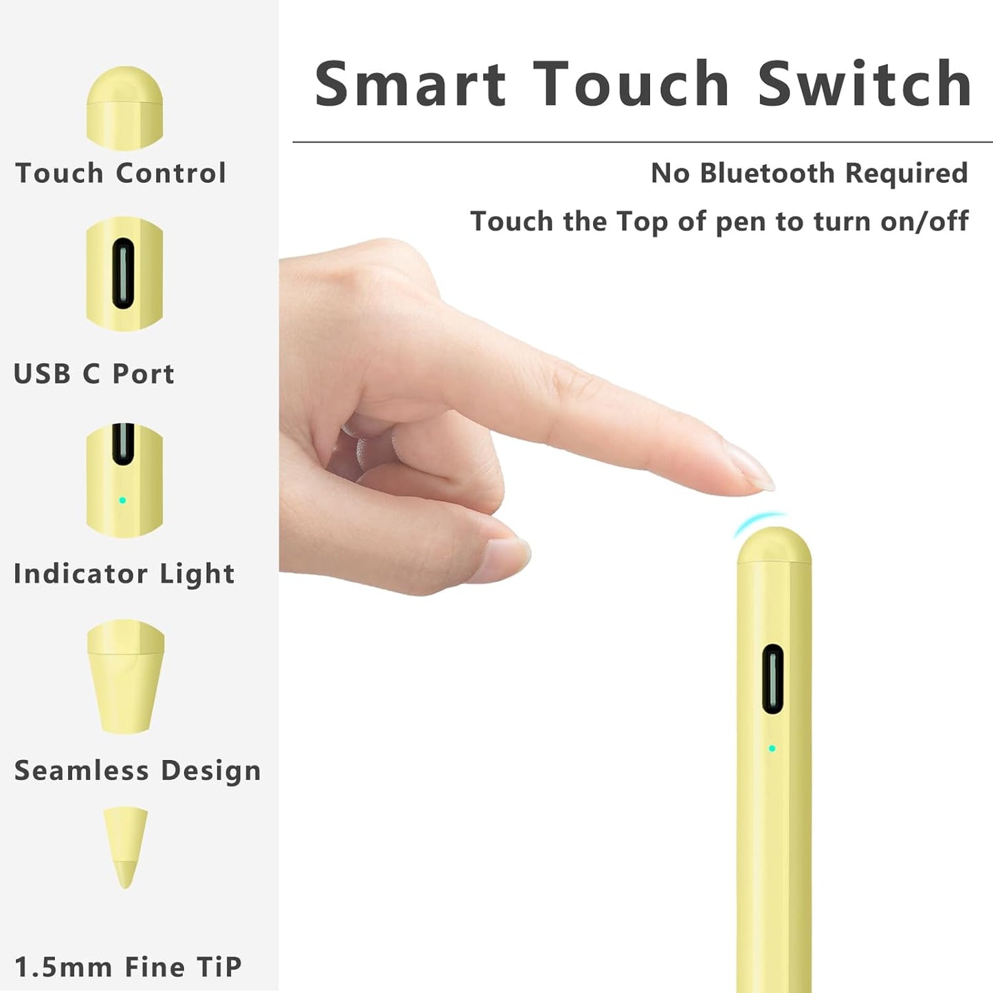 Stylus Pen for iPad (2018-2025) with Fast Charging & Palm Rejection, Pencil for Apple iPad 11th A16/10/9/8/7/6th, Pro 11“13”M4/12.9 inch, Air 11/13 inch M3 2025&M2 2024/5/4/3rd, Mini A17 Pro/6/5th