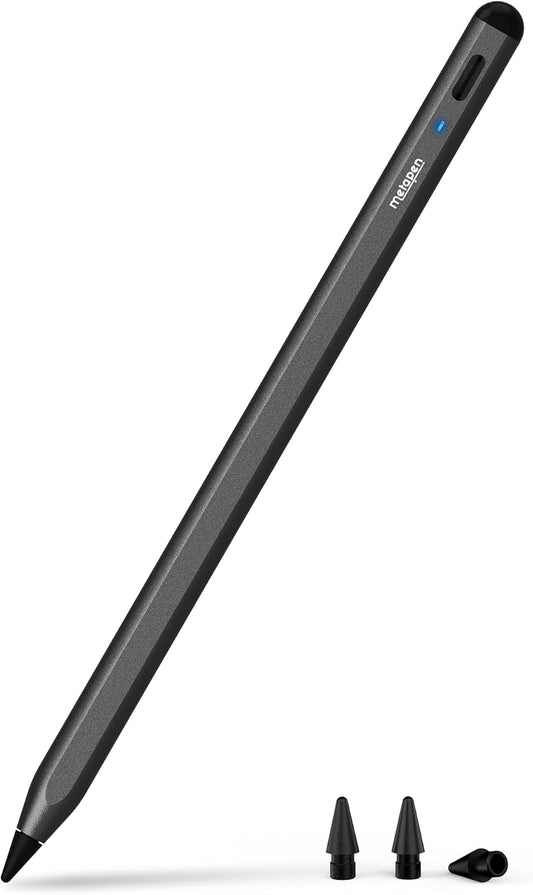 Metapen Pencil A8 for Apple iPad 2018-2025, (2X Faster Charge), Tilt Sensitivity, Pixel Precision, Stylus Pen for iPad 11/10/9/8/7/6th Gen, Pro 12.9/11/13-inch M4, Air 3/4/5/M2/M3, Mini 5/6th, Black