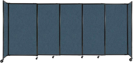 Versare Straightwall Sliding Portable Wall Partition | Freestanding Office Dividers | Locking Wheels | Temporary Room Separator | 11'3" Wide x 5' Tall Caribbean Fabric Panels