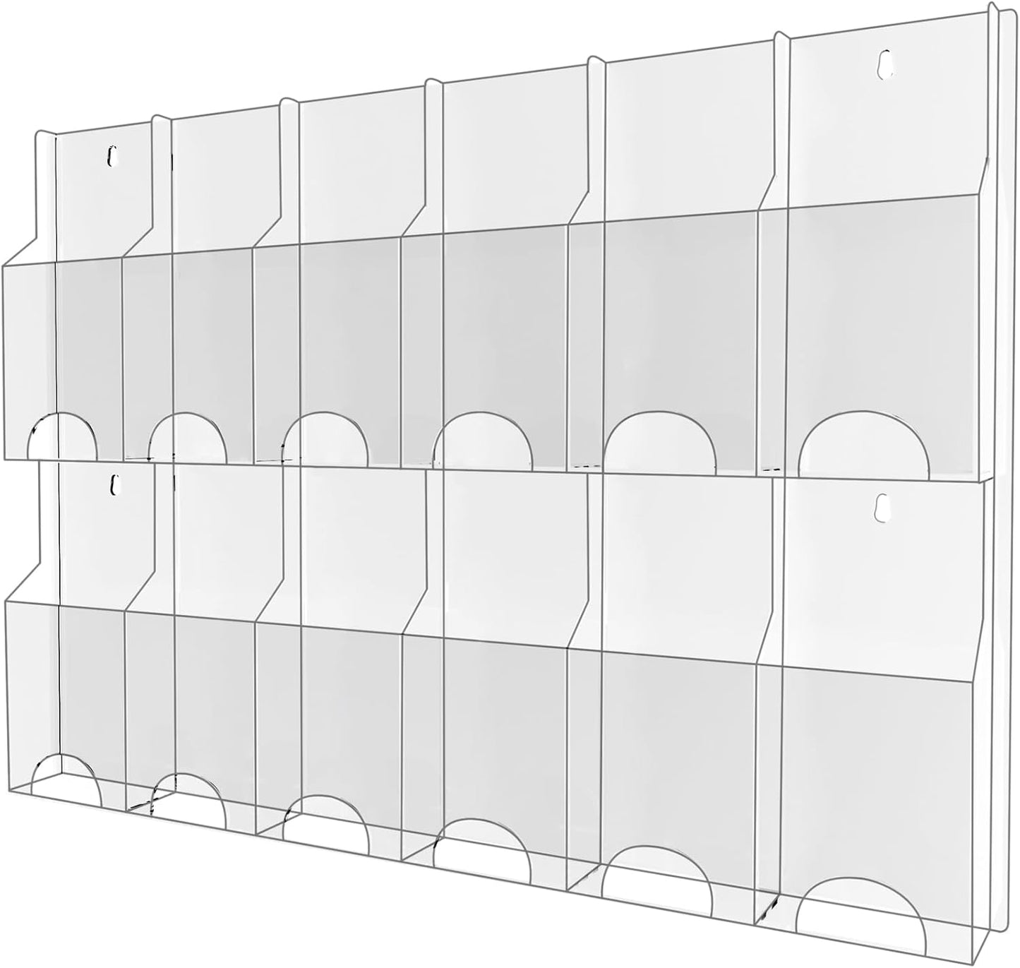 Acrylic Brochure Pamphlet Holder, 12 Pamphlet Holders, Clear Brochure Display Stand Wall Mount, Trifold Flyer Rack, Literature Storage Rack for Home, Offices, Waiting Room