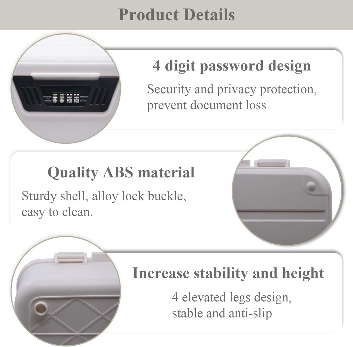 Storage Bin - 2.3 Gallon Locking Container with 4-Digit Combination Lock, Stackable Plastic Organizer Box for Usable As Item Organizer Or Office File Storage/Garage/Camping(White)