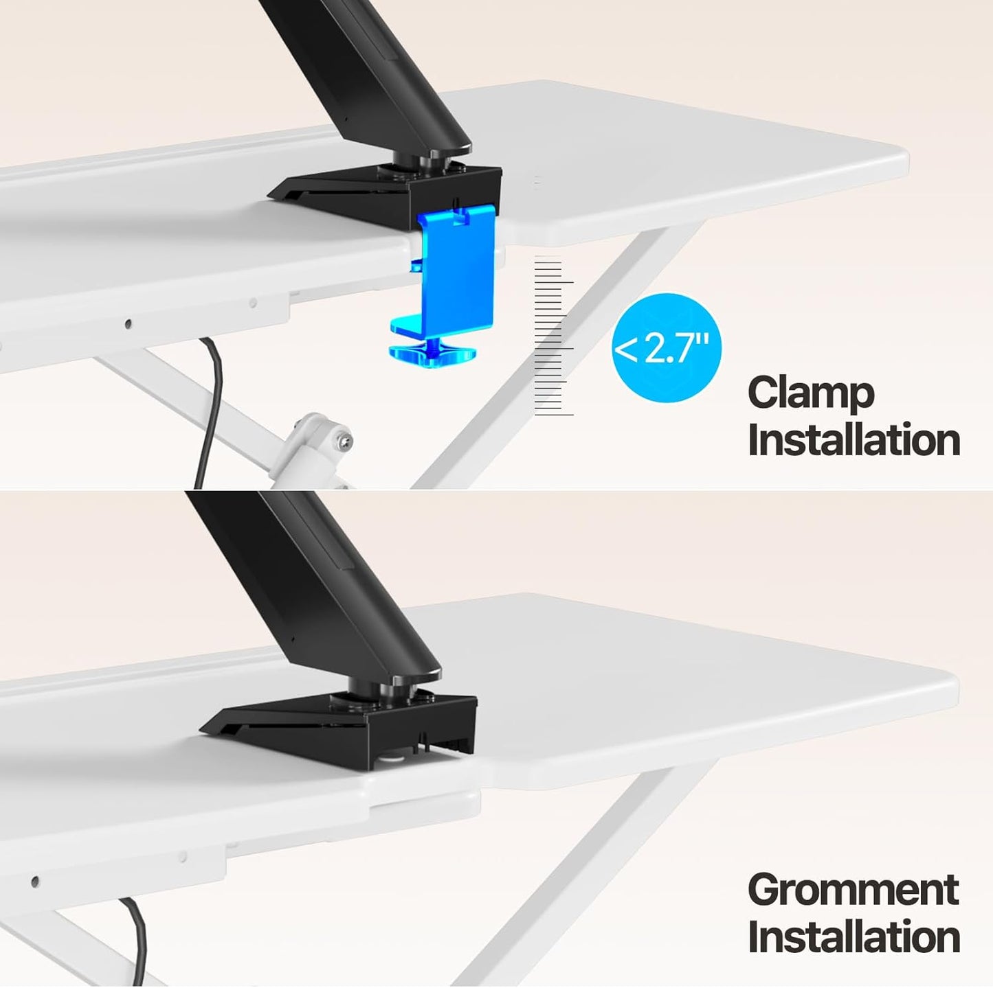 Standing Desk Converter 32 inch, Height Adjustable Sit Stand Desk Riser, Quick Sit to Stand Tabletop Dual Monitor Riser Workstation for Home Office with Keyboard Tray, White