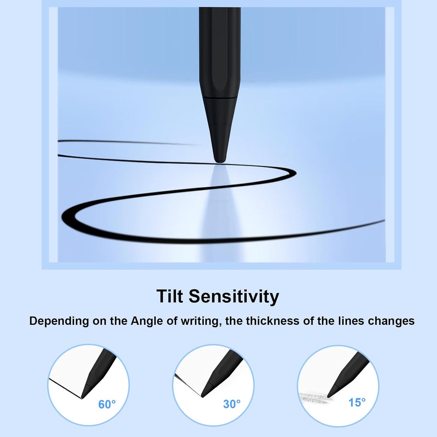 Stylus Pen for iPad 9th&10th - Fast Charge for iPad Pencil Palm Rejection Active Pen Compatible with (2018-2025) Apple iPad 6/7/8/9/10/11(A16), iPad Pro 11"/12.9"/M4, Mini 5/6, Air 3/4/5/M2/M3 (Black)