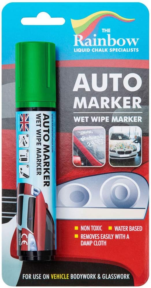 Window Markers for Glass Washable Car Window Paint Pen- Dry Erase Liquid Chalk Marker Car Decorations on All Surfaces, Tire, Windshield - Auto Marker, Autowriter, Rain Resistant (Green, Jumbo Tip)
