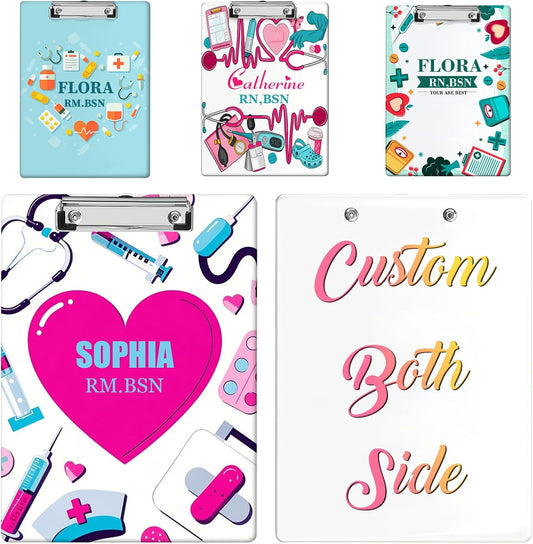 Custom Acrylic Clipboard with Name Logo Personalized Decorative Clipboard for Kids Women Men Custom Gift for Teachers Nurses Coaches Office