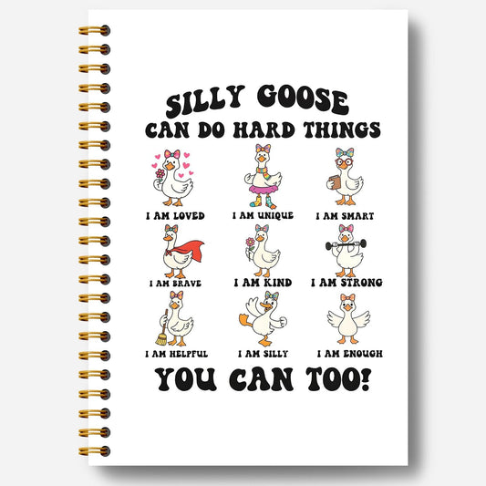 Guymn Coquette Bow Goose Inspirational Notebook, Positive Affirmation Journal for Kids Girls, Goose Can Do Hard Things Motivational Hardcover Spiral Notebooks Journals 5.5x8.3 Inch