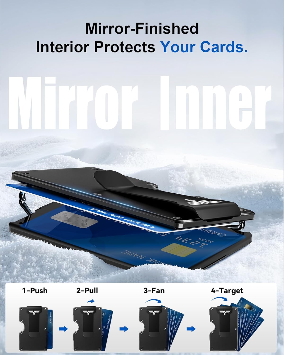 Minimalist Wallet for Men, Metal Wallet with Money Clip, Slim Compact Wallet, RFID Blocking Card Holder, Metal Aluminum Credit Card Holder, Holds up to 20 Cards