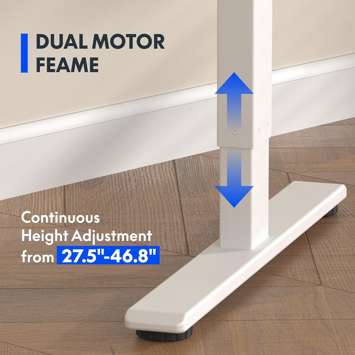 FLEXISPOT E3 Dual Motor Electric Standing Desk 48x30 Inch Whole-Piece Board Height Adjustable Electric Sit Stand Desk (White Frame + Mahogany Desktop, 2 Packages)