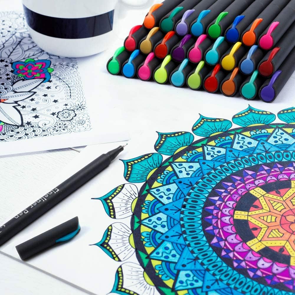 65 Pack Planner Colored Pens, 60 Assorted Colors Drawing Pens with 5 Different Stencils, Perfect for Dotted Journal Planner Writing Note Calendar Coloring Office School Supplies