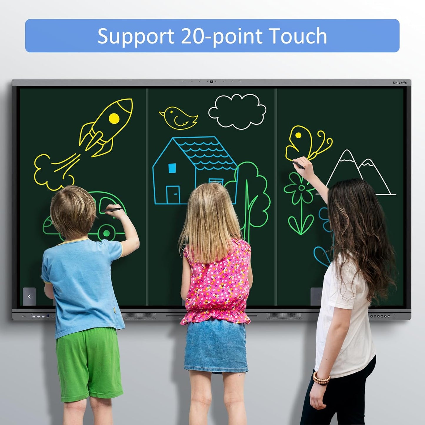 Shiarffe X5 Smart Board 65" 4K Interactive Whiteboard Google EDLA-Certified for Classroom Office Homeschool, OTA Software Updates 8GB RAM + 128GB Storage, Octa-Core Android 14 OS