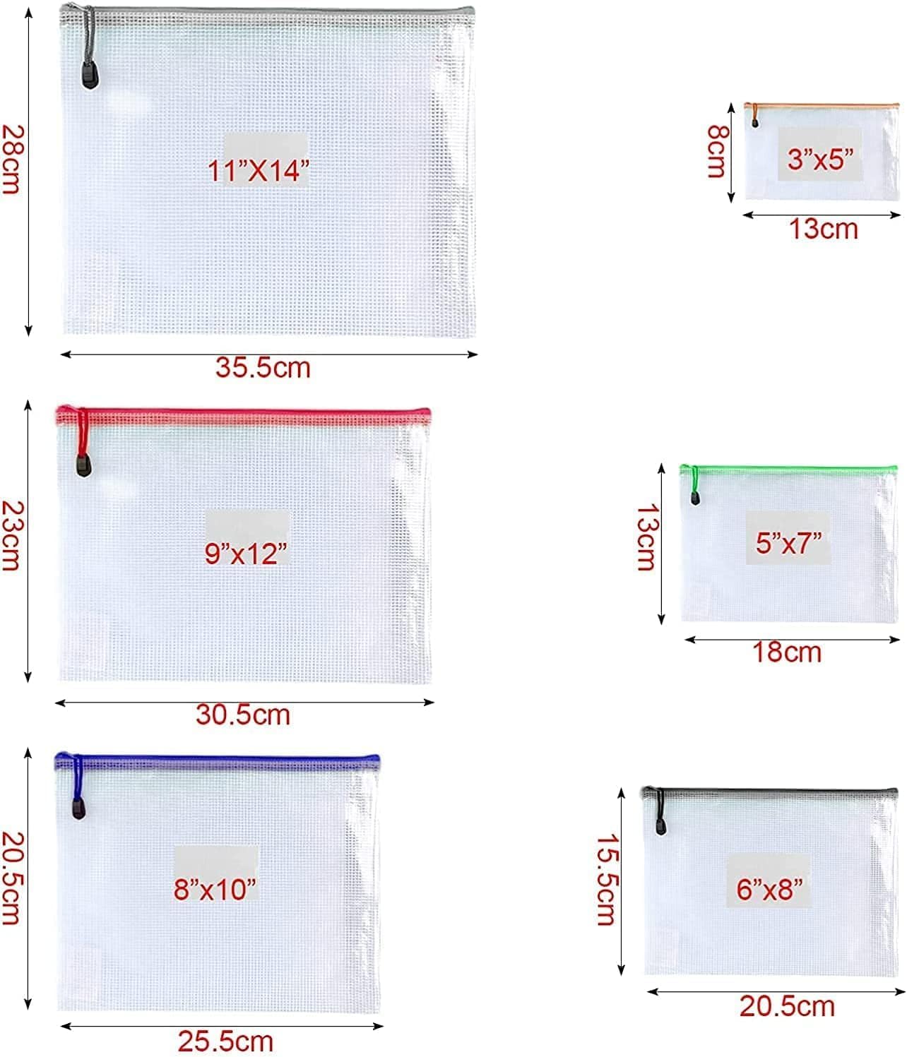 Oaimyy-16 Pcs-3"x 5"-Plastic Mesh Zipper Pouch Document Folders Bag Zipper Zip File Folders Puzzle Storage Bags for Office Supplies, Travel,Puzzles Games Organizing Storage-Multicolor