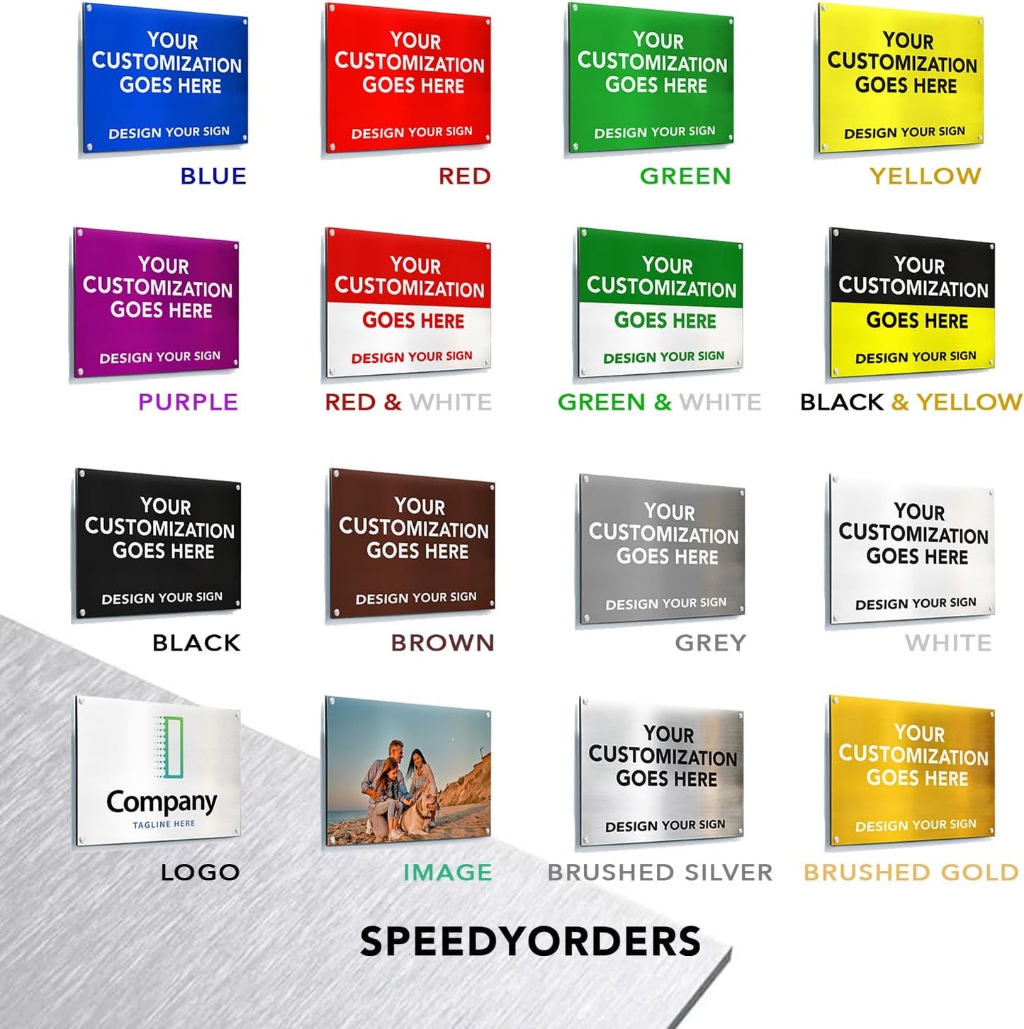 SPEEDYORDERS Custom Outdoor Metal Signs, Personalized Aluminum Signs, Customized Safety Signs, Metal Business Signs, Waterproof Outdoor Business Signs, White Aluminum (Red Background, 12x8 In)