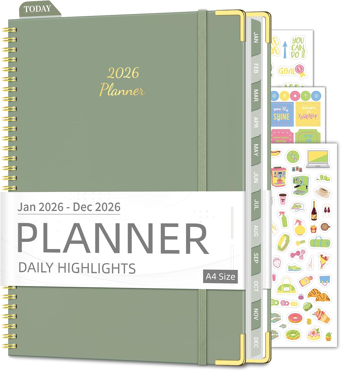 Academic Planner 2026 (8.5" x 11") - Weekly & Monthly Planner (Jan. 2026 - Dec. 2026), Column View Calendar Organizers, Hardcover Agenda Book with Tabs for Office & School, Green