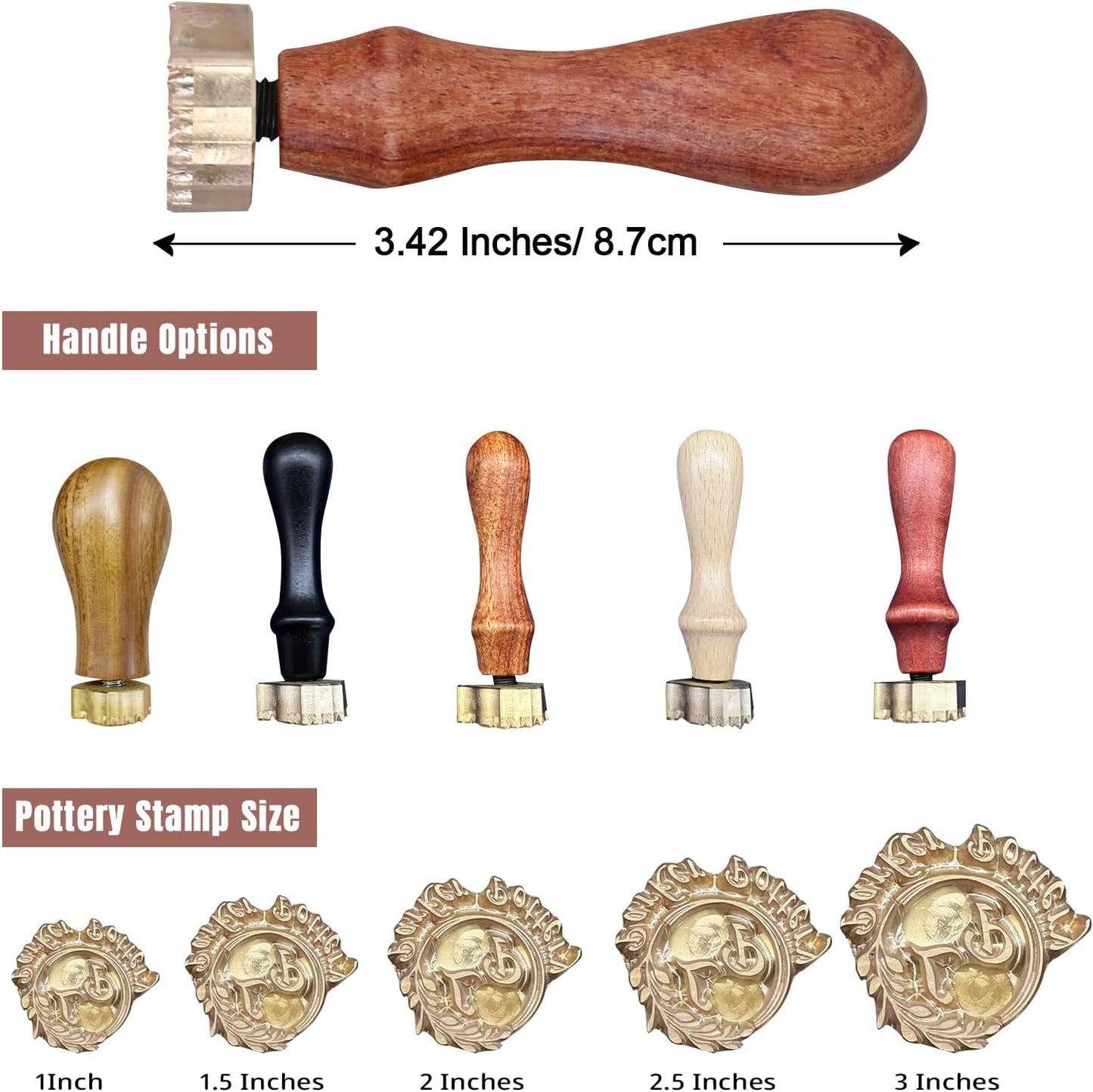 KAINSY Custom Pottery Stamp, Personalized Clay Stamp with Own Design, Create Unique Imprints in Pottery, Handcrafted Potter's Gift, Polymer Clay Tools (3 inch)