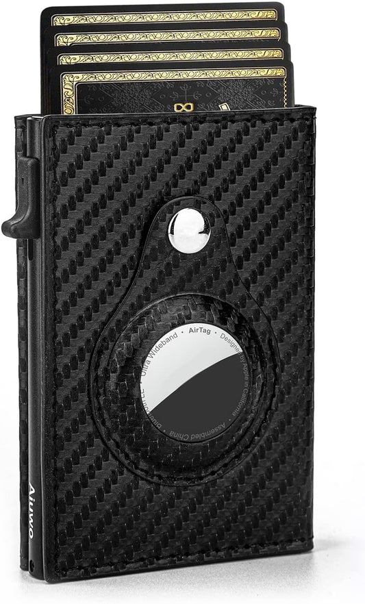 Aiuwo Airtag Wallet for Men,Mens Wallet Card Holder,Smart,Slim,Minimalist Wallet,Credit Cards Holder RFID Blocking Wallet (Airtag Wallet, Carbon Fiber)