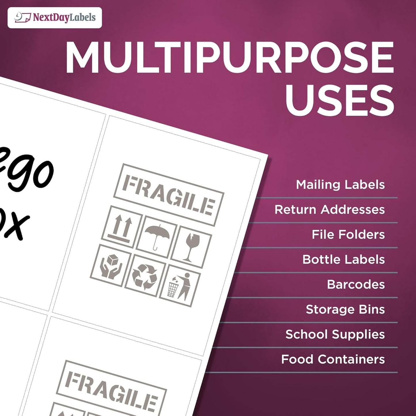 NextDayLabels – 4” x 5” Rectangular Sticker Labels for Printer - White Laser/Inkjet Printer Labels Return Address Labels Shipping Label Stickers (25 Sheets, 4 Per Sheet, 100 Labels)