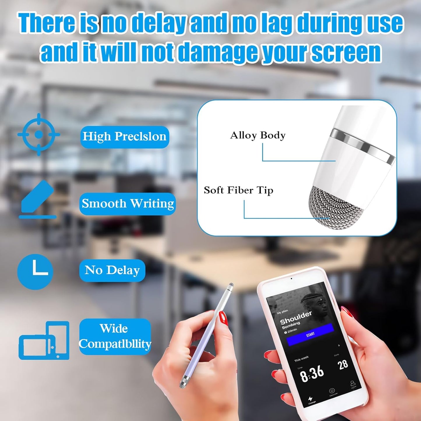 2PCS Stylus Pens for Touch Screens,Stylus Pen for iPhone/iPad/Tablet Android/Microsoft Surface,Compatible with Touch Screens(Purple/Blue)