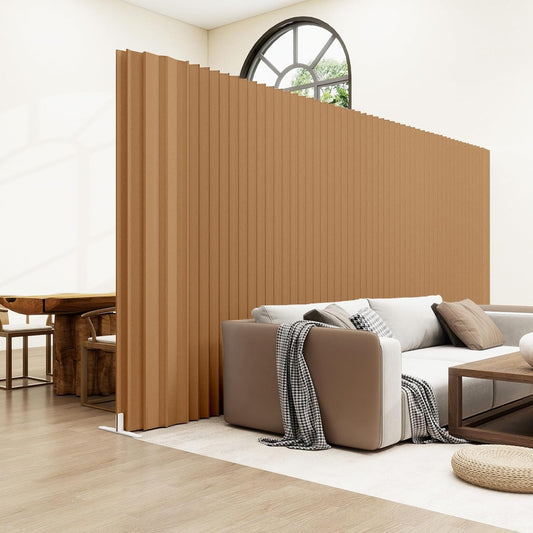 Paper Room Divider,Portable Office Partition Wall,Folding Privacy Paper Screen,Wall Dividers for Room Seperation,Freestanding Partition for Home Office Studio Exhibition,Brown -L16.4*W1.15 *H5.91 ft